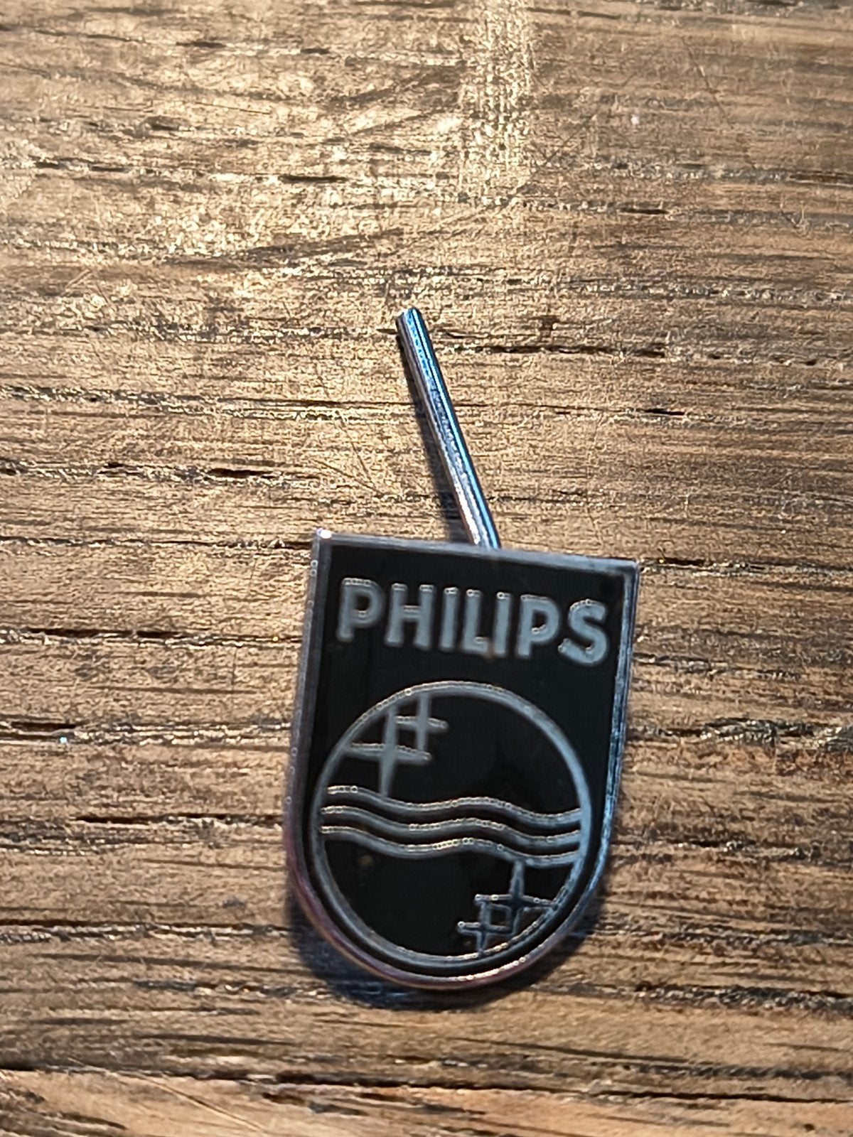 Vintage Philips Speldje - Zwart met Zilveren Logo, Ophalen of Verzenden