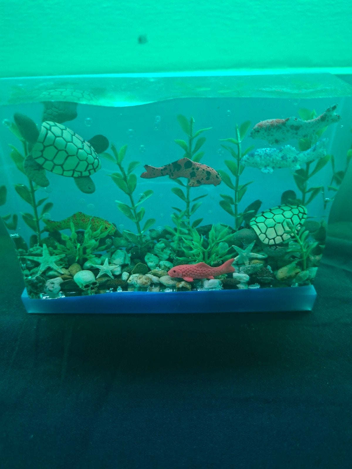 Decoratieve aquarium epoxy met vissen en schildpadden, Ophalen of Verzenden, Zo goed als nieuw