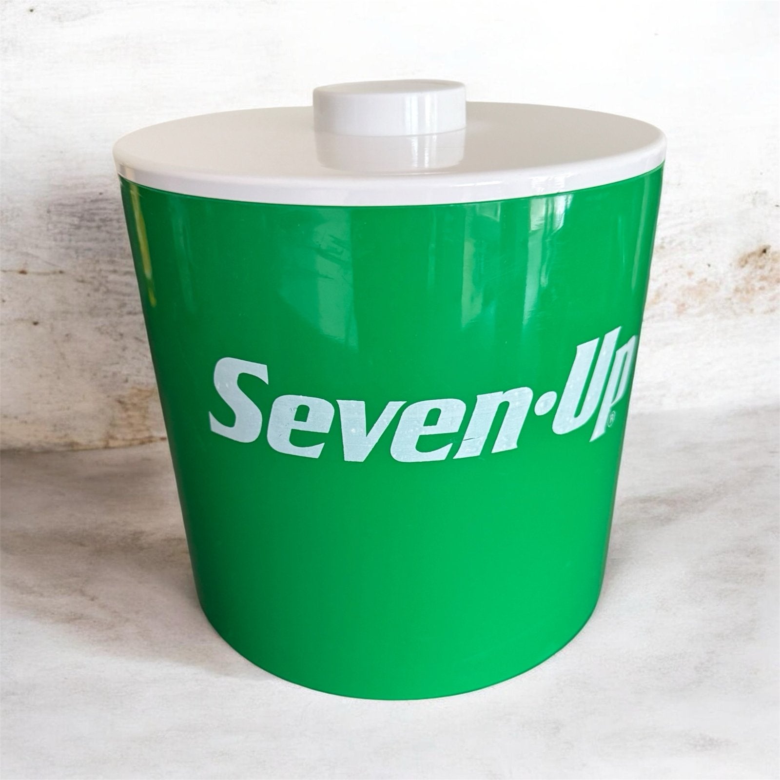Vintage 7UP IJsemmer Ice bucket Groen met Wit, Kunststof, Ophalen of Verzenden, Overige merken, Groen