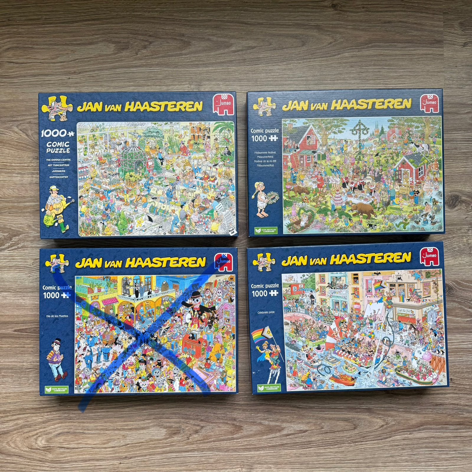 3x Jan van Haasteren puzzels 1000stukjes, Ophalen, 500 t/m 1500 stukjes, Zo goed als nieuw