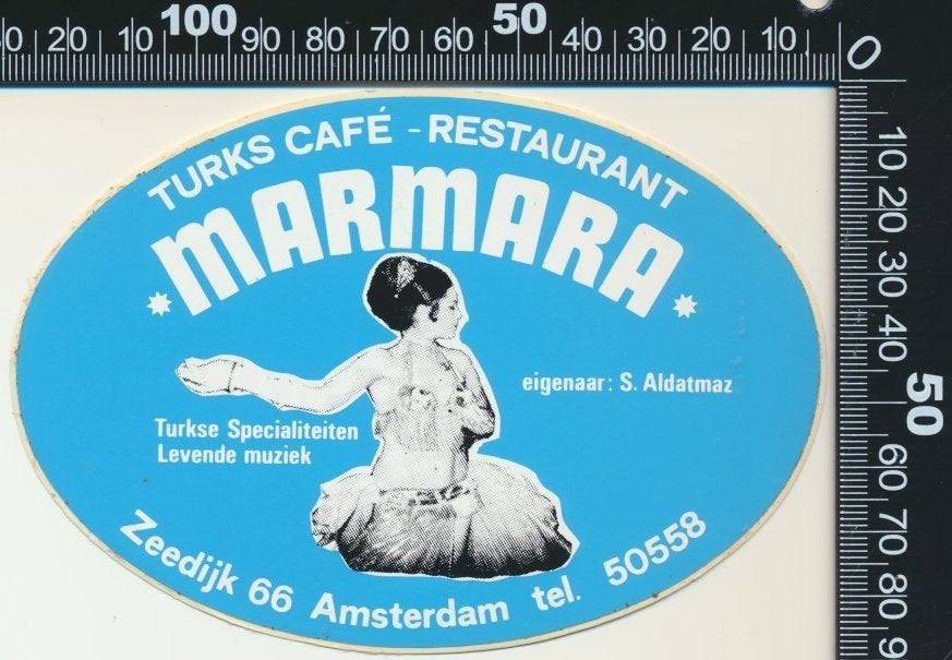 Sticker: Turks Cafe Restaurant Marmara - Amsterdam, Ophalen of Verzenden, Zo goed als nieuw, Bedrijf of Vereniging