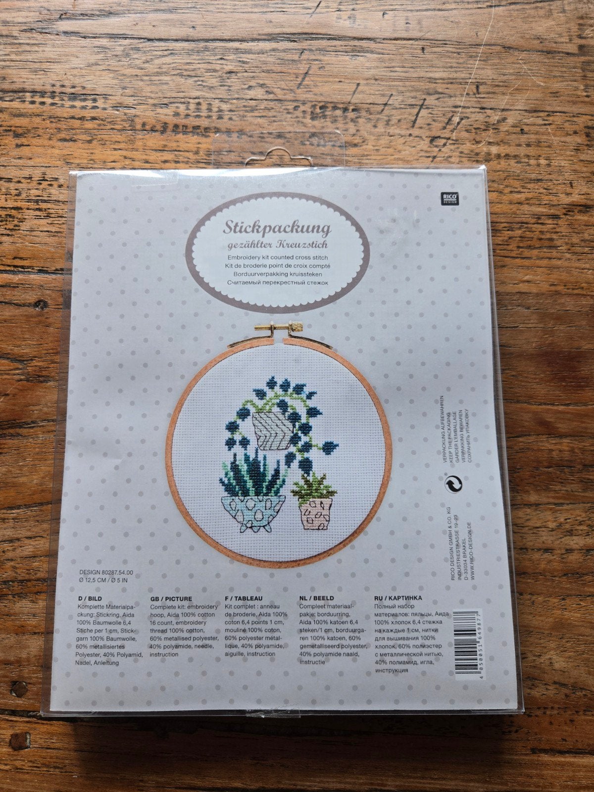 Borduurpakket Rico Design - Planten in potten, Ophalen of Verzenden, Nieuw, Handborduren, Borduurpakket