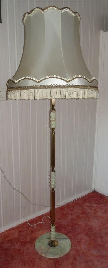 Lamp - vloerlamp Onyx Marmeren voet incl. kap met franje, Ophalen, 150 tot 200 cm