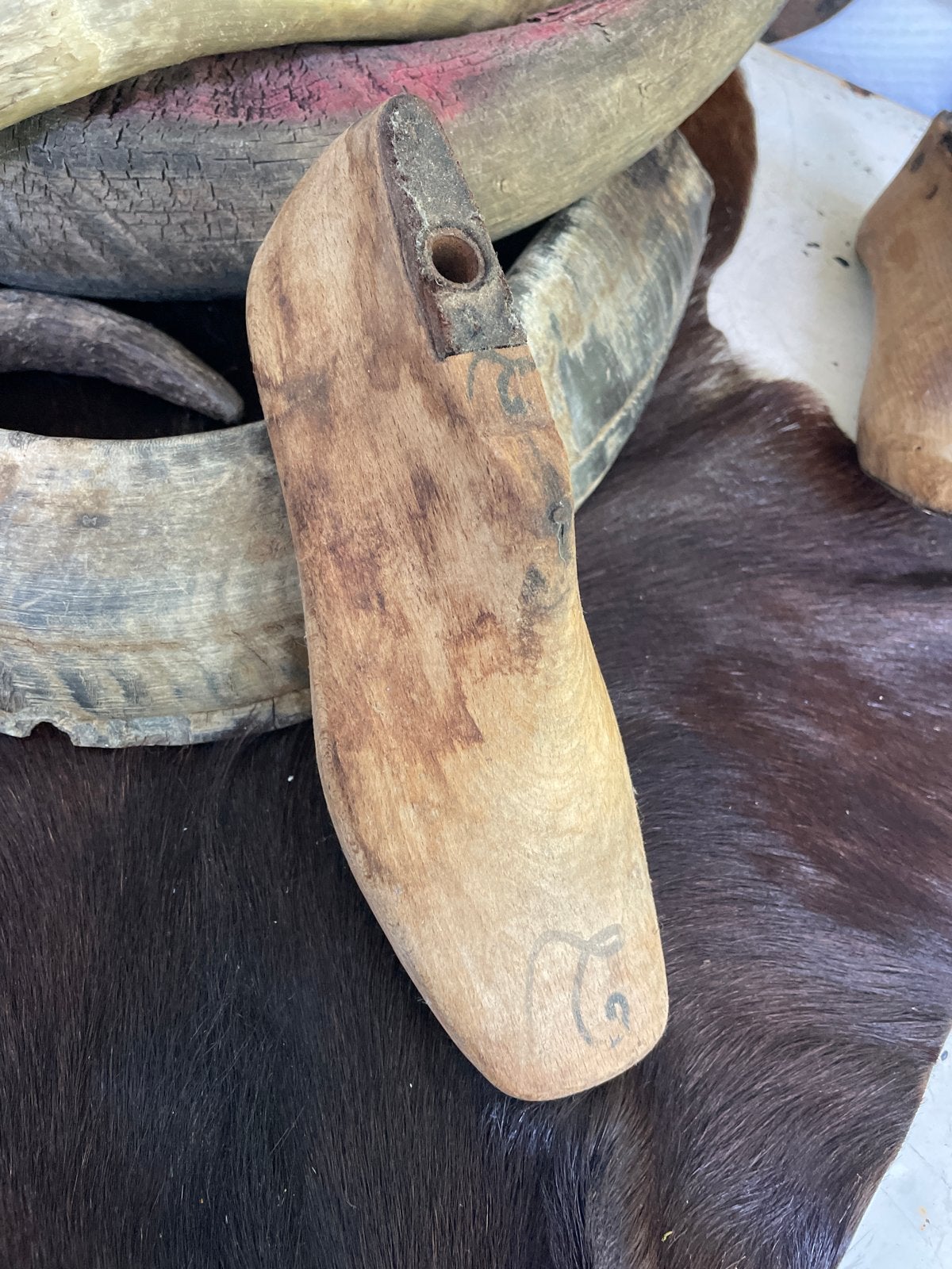 Brocante houten schoenmal - 23 cm, Ophalen of Verzenden