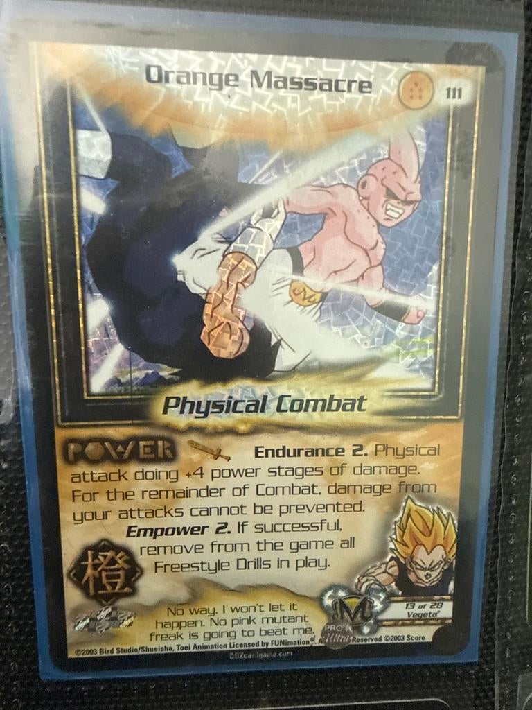 Dragon Ball Z TCG: Orange Massacre (Foil) - Zeldzame Kaart, Hobby en Vrije tijd, Verzamelkaartspellen | Overige, Ophalen of Verzenden