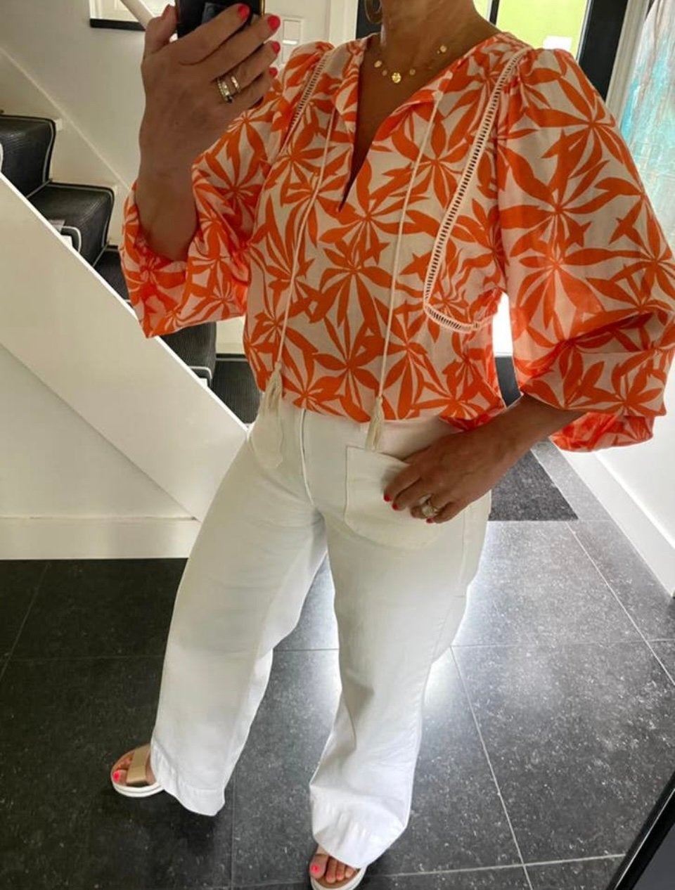 NUKUS, prachtige blouse met mooie royale mouw, S oversized, Ophalen of Verzenden, Zo goed als nieuw, Maat 36 (S), Oranje