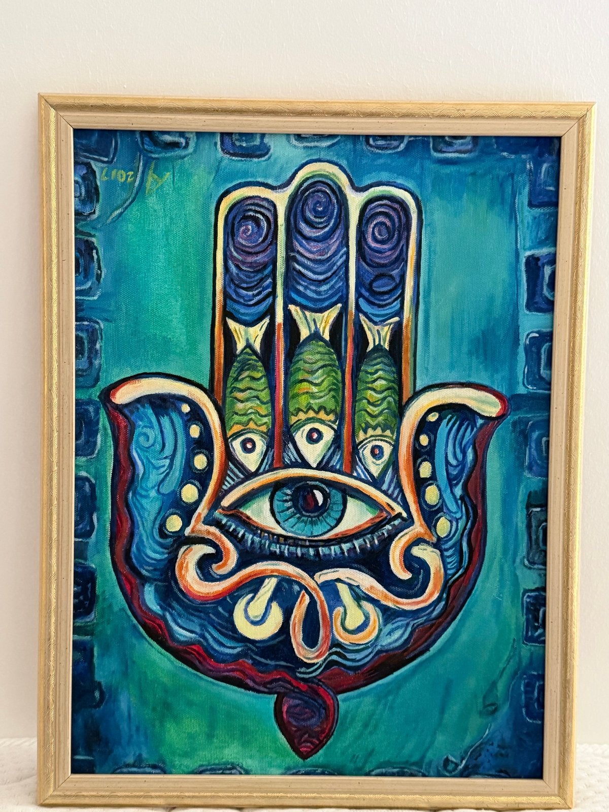 Origineel schilderij 33*44, Antiek en Kunst, Kunst | Schilderijen | Klassiek, Overige stijlen, Gedateerd, Doek, Ophalen of Verzenden