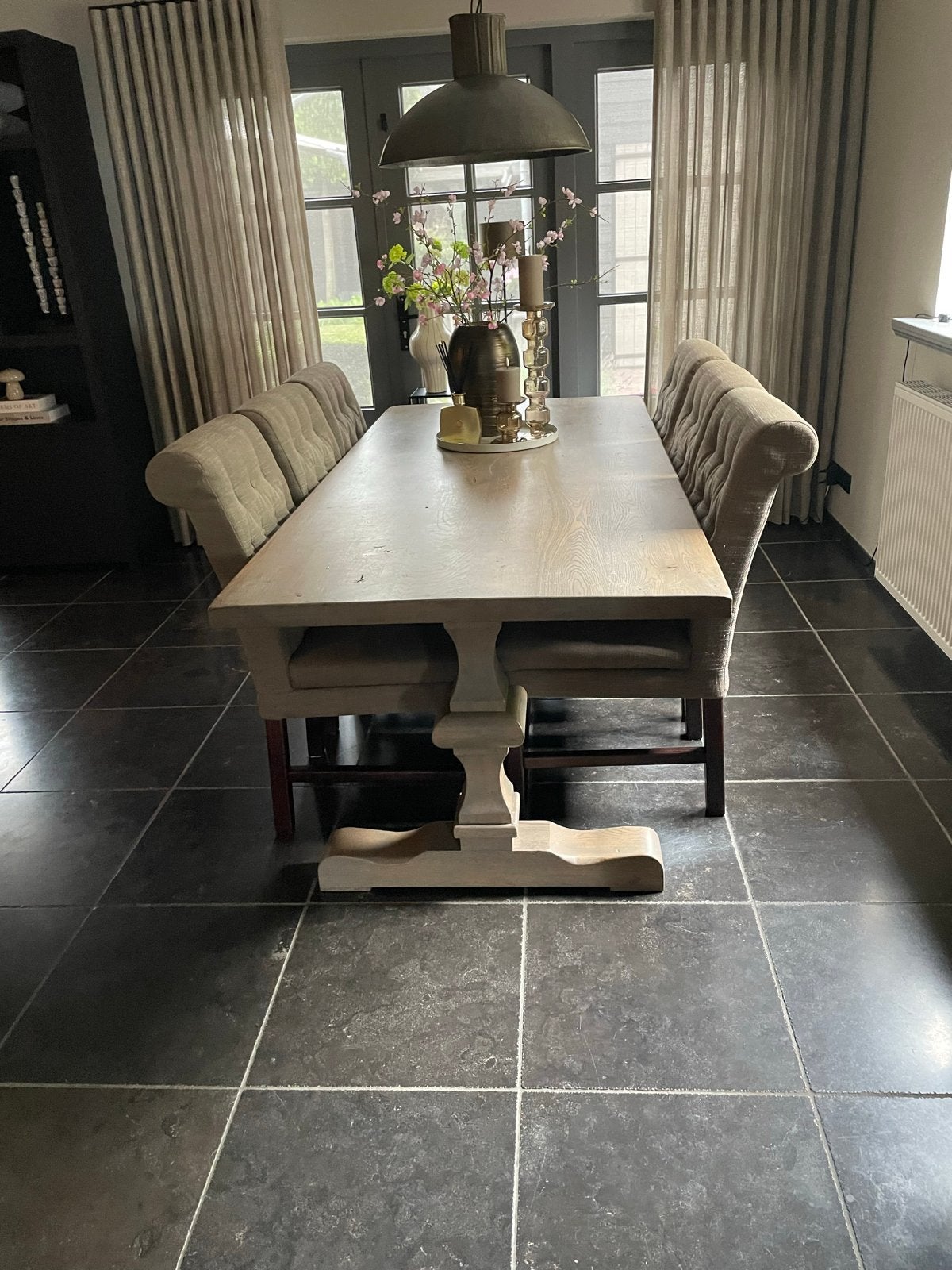 Kloostertafel met stoelen, Ophalen, Gebruikt, Eikenhout, 200 cm of meer
