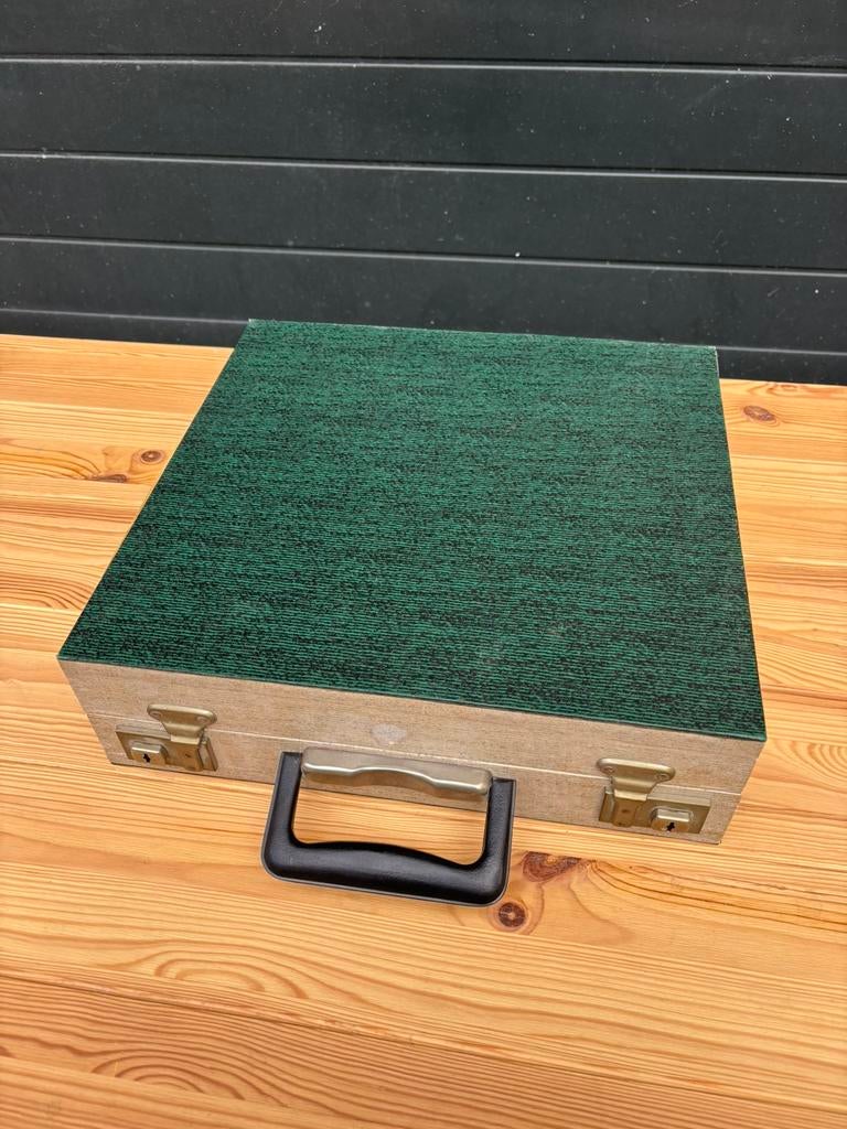 Cheney Vintage Retro Groen LP Album Platenkoffer, Sieraden, Tassen en Uiterlijk, Koffers, -, Cheney, Minder dan 50 cm, Ophalen of Verzenden