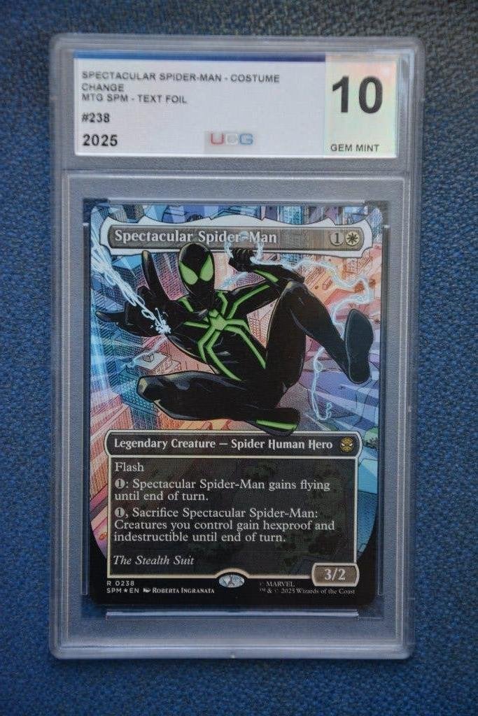 Spectacular Spider-Man Costume Change Text Foil MTG UCG 10, Ophalen of Verzenden, Gebruikt, Losse kaart, Foil