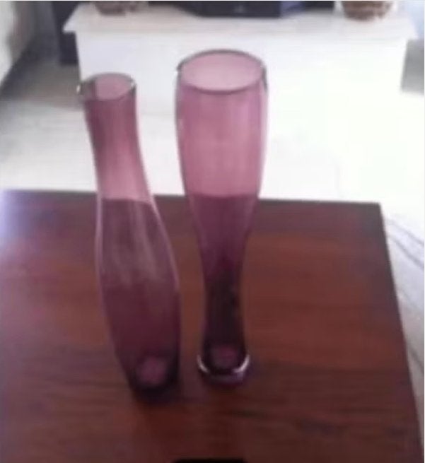 2 design vazen paars, Ophalen of Verzenden, Zo goed als nieuw, Paars, Glas