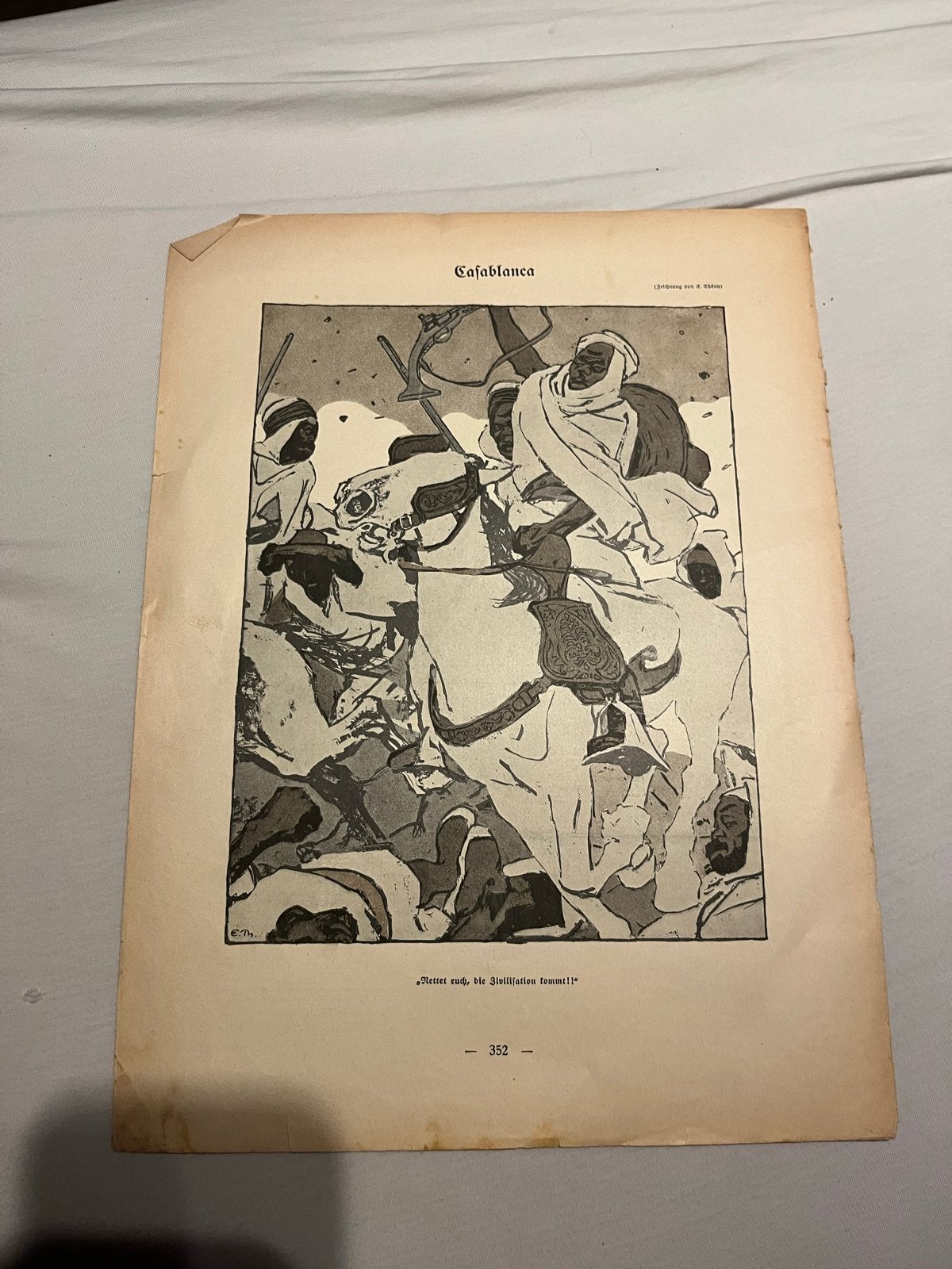 Antieke prent uit tijdschrift - Casablanca, Ophalen of Verzenden, Print, Prent, Origineel