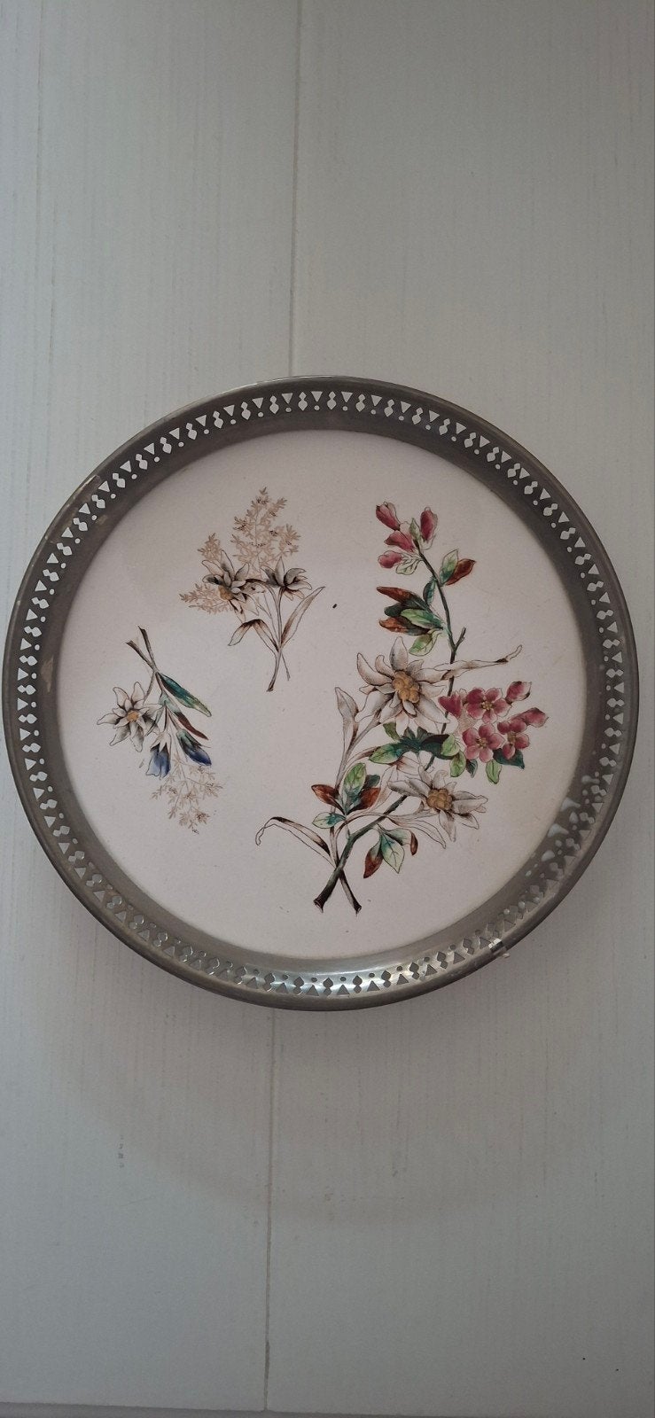 Art Nouveau dienblad porselein Gerhardi&Co bloemmotief 1900, Ophalen of Verzenden