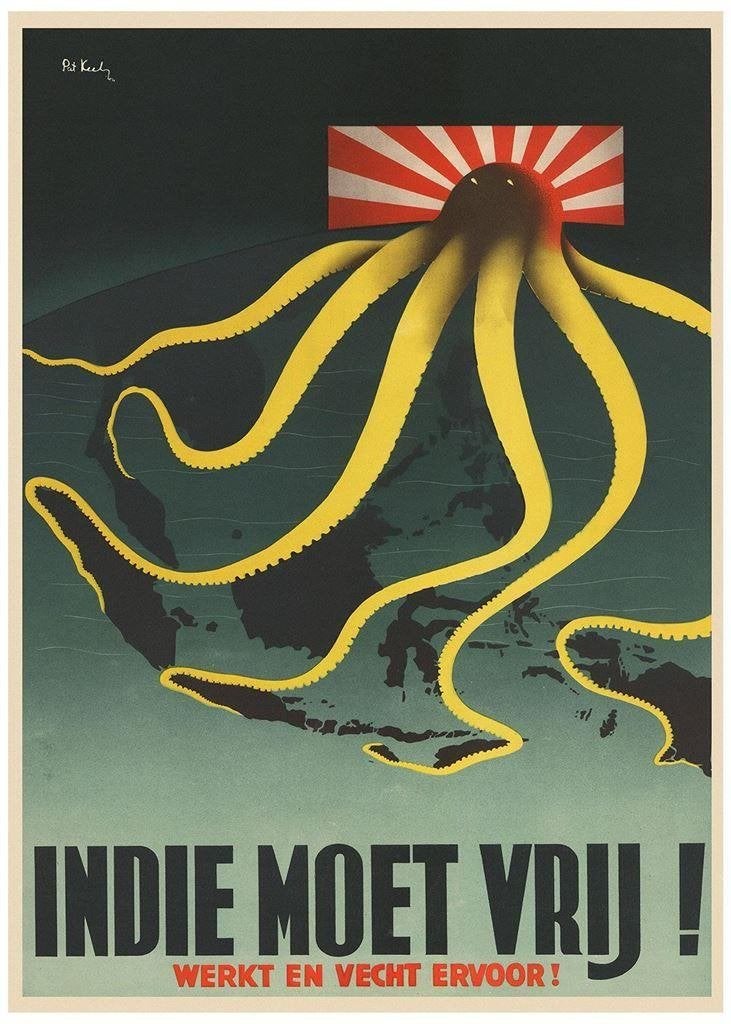 Nederlands-Indie KNIL Anti Japan Propaganda Poster, Verzenden, Nederland, Foto of Poster