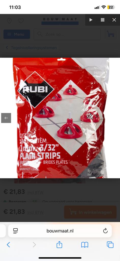 Tegel level systeem tegelzetten, Ophalen, Nieuw, Minder dan 20 cm, 10 m² of meer