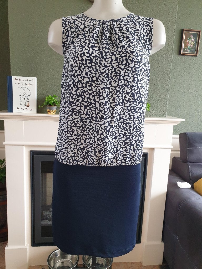 Devernois prachtige blauw wit zijden jurk jurkje mt 38 40 M, Kleding | Dames, Maat 38/40 (M), Zo goed als nieuw, Knielengte, Devernois