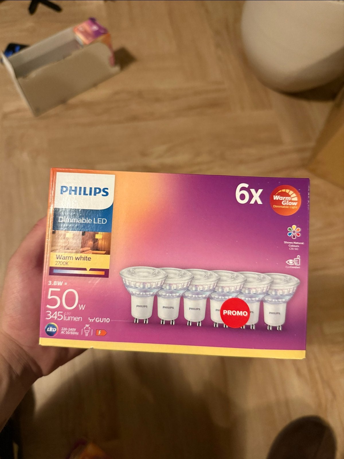 Philips Warm Glow Dimbare LED GU10 Lampen (6 stuks), Led-lamp, GU10, Dimbaar, Nieuw