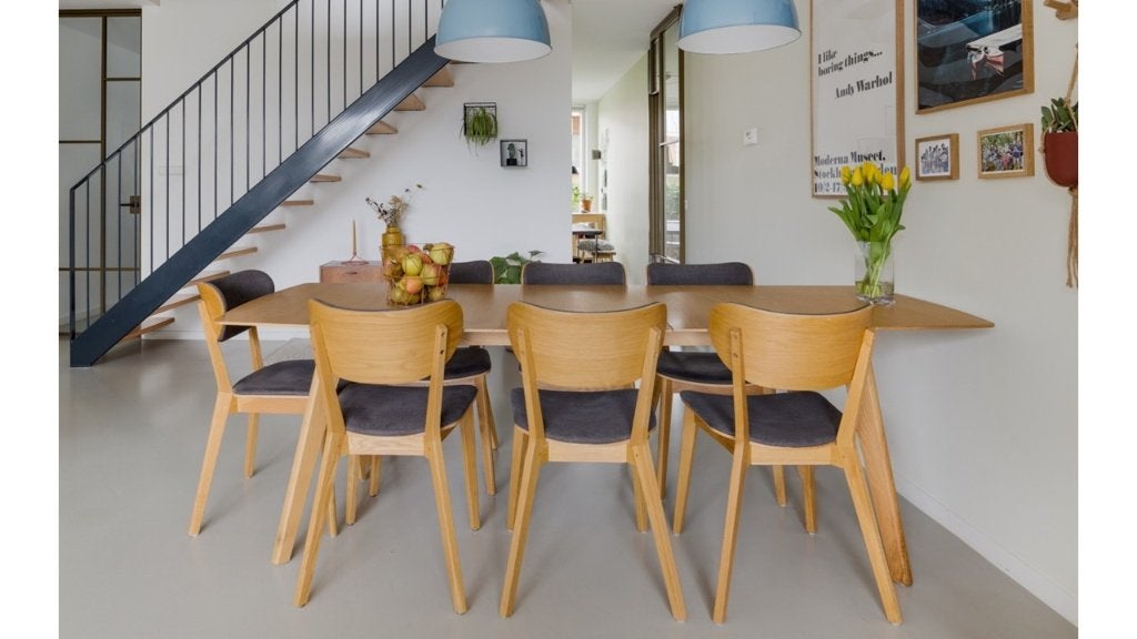 Rowico Home eettafel met 6 stoelen, Ophalen, Gebruikt, Eikenhout, 50 tot 100 cm