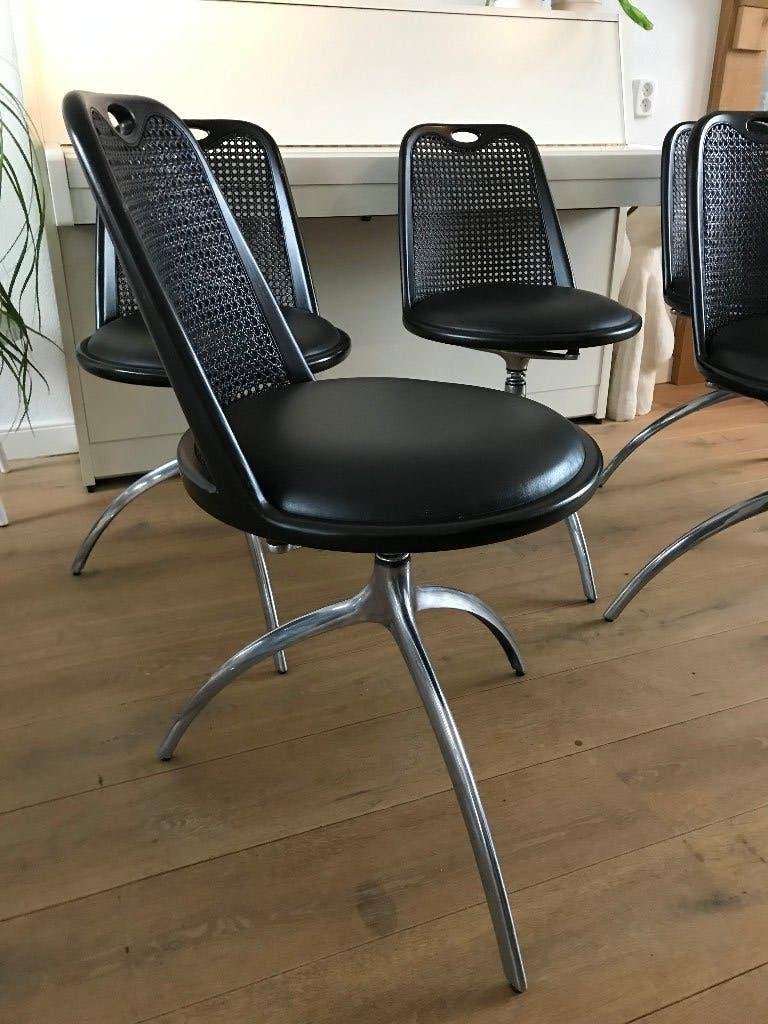 Set 5 vintage Alias young girl lady stoelen stoel design, Huis en Inrichting, Ophalen, Gebruikt, Zwart, Leer