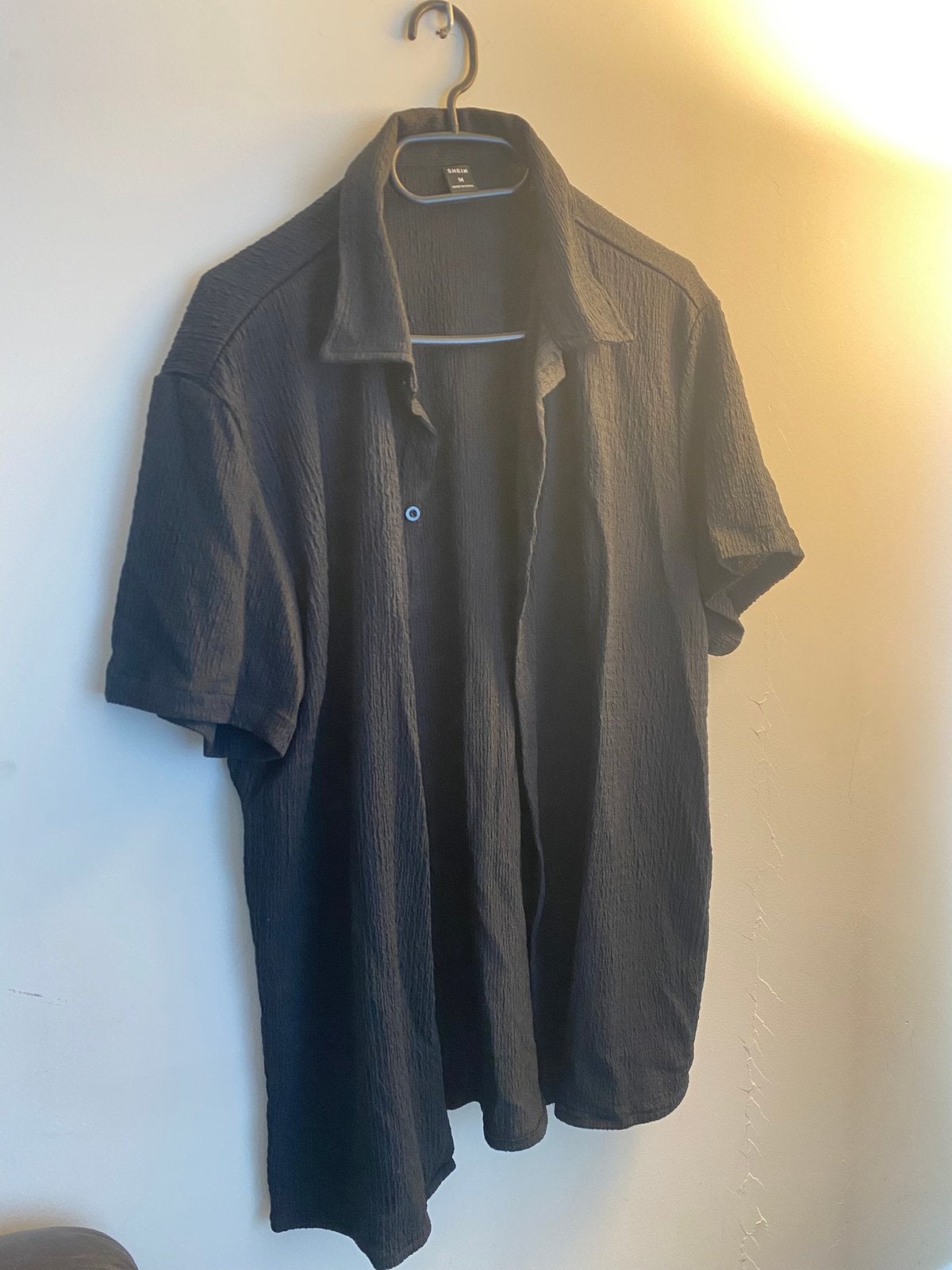 Zwart Shein overhemd met korte mouwen - Maat M, Kleding | Heren, Ophalen of Verzenden, Nieuw, Maat 48/50 (M), Zwart