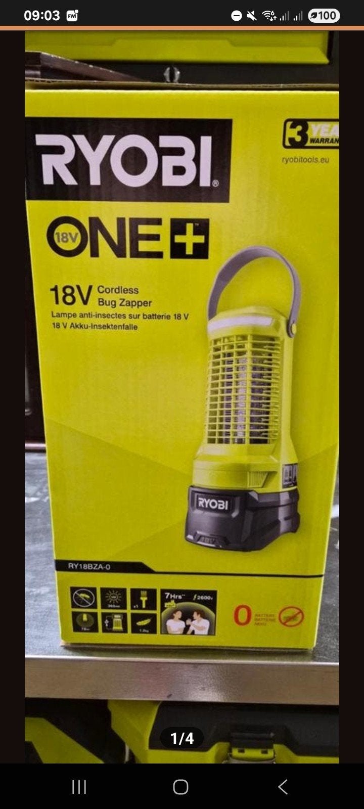 Ryobi ONE+ 18V Accu-insectenval RY18BZA-0, Ophalen of Verzenden, Nieuw, Ongediertebestrijding