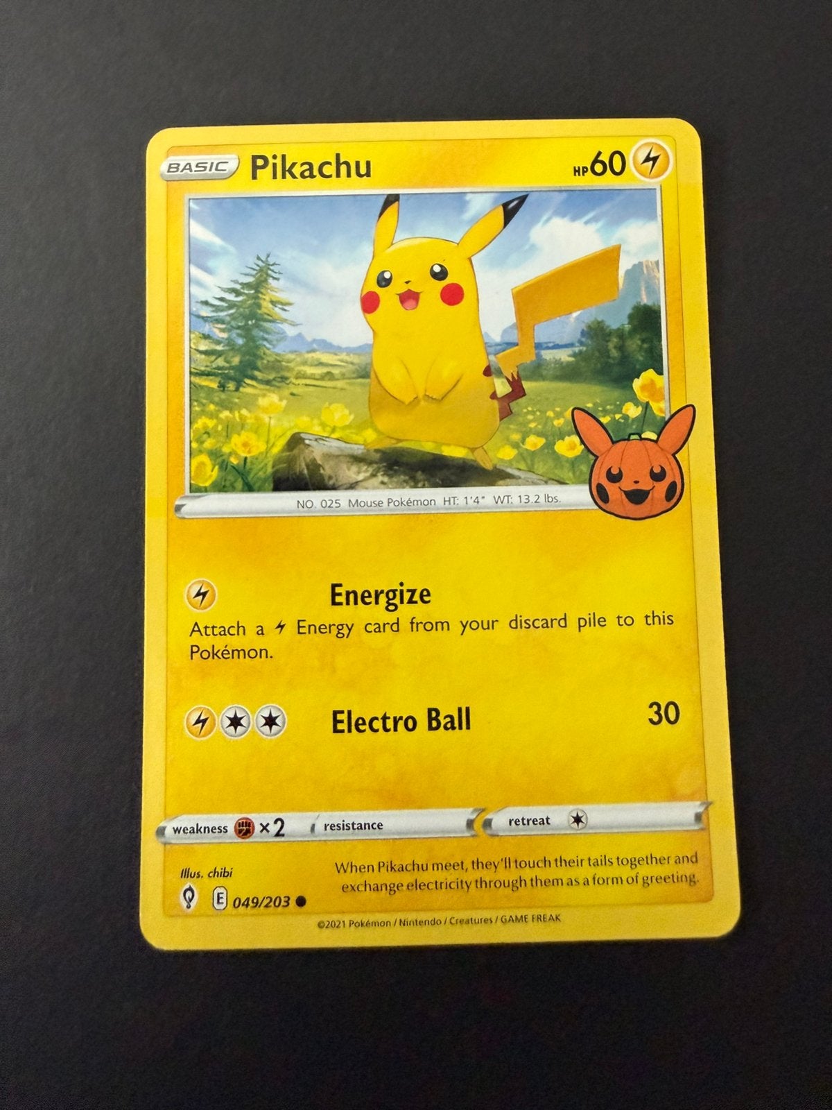 Evolving Skies 049/203 Pikachu stamped T or T 2022, Ophalen of Verzenden, Zo goed als nieuw, Losse kaart