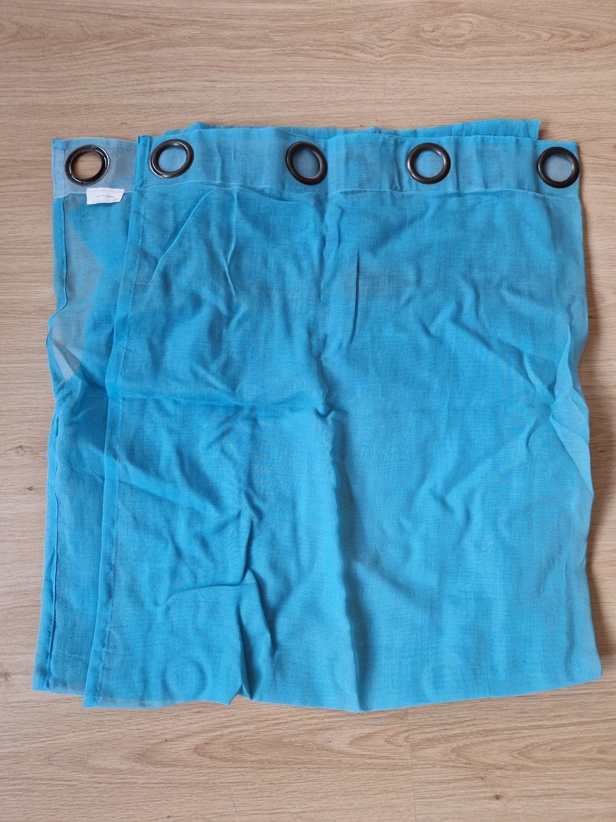 Aqua blauwe vitrages (2 stuks) 140x300 cm, Vitrage, 300 cm, Blauw, Ophalen of Verzenden