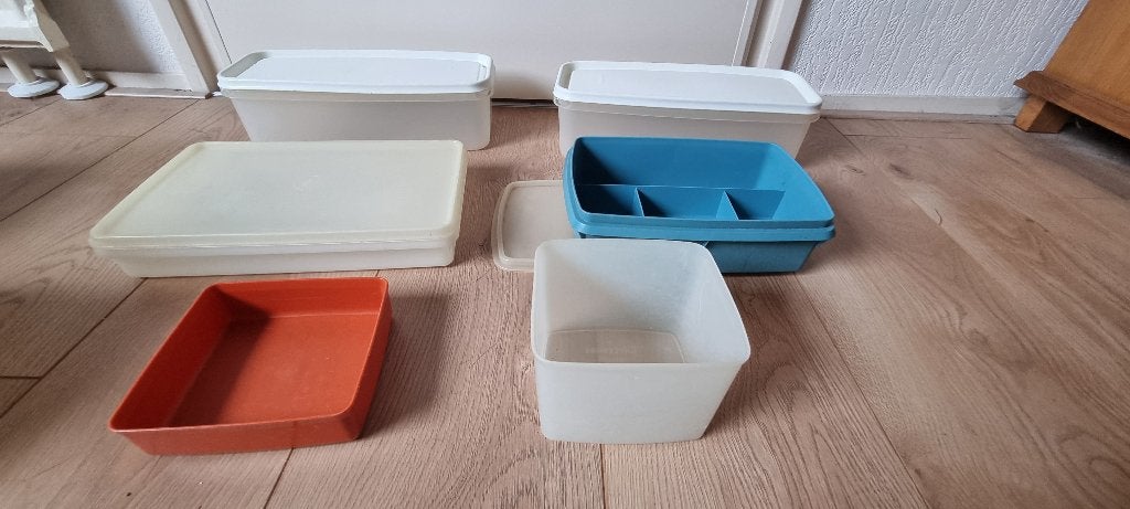 Tupperware bewaardozen en kommen set, Gebruikt, Overige kleuren, Bewaardoos, Ophalen of Verzenden