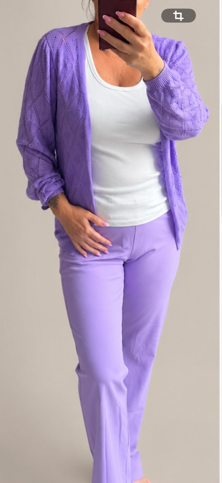 2 delige set SA mt xl Lila broek&vest (235€ nieuwp), Kleding | Dames, Ophalen of Verzenden, Nieuw, Maat 46/48 (XL) of groter, Paars