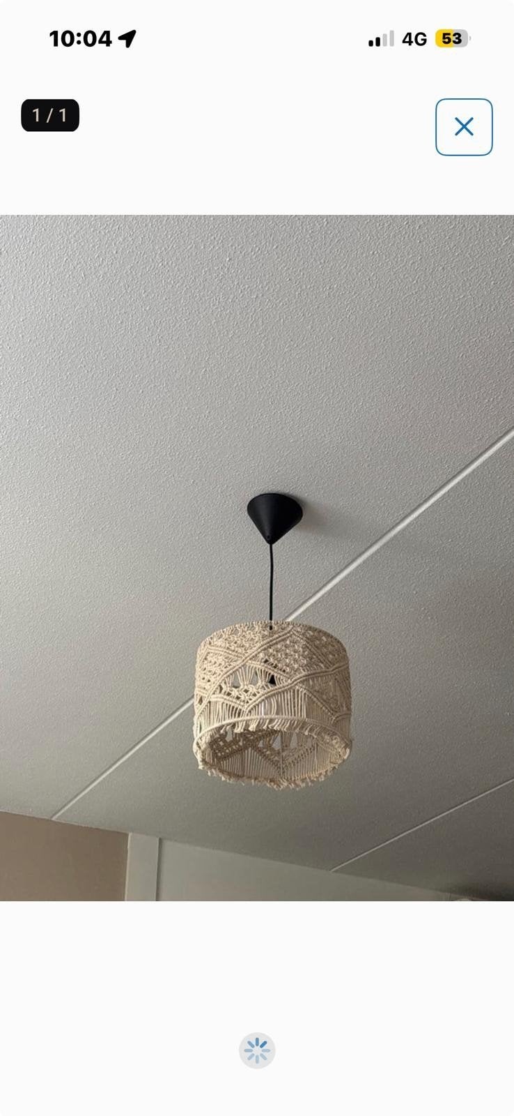 Mooie nette macramé lampenkap, Huis en Inrichting, Lampen | Hanglampen, Ophalen of Verzenden, Zo goed als nieuw, Textiel, Bohemian, Macramé