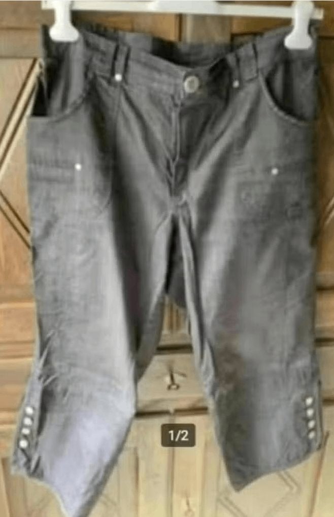 Zwart - grijze 7/8 broek, damesbroek; 44 / 46; Miss Etam, Ophalen of Verzenden, Gedragen, Zwart, Broek of Spijkerbroek
