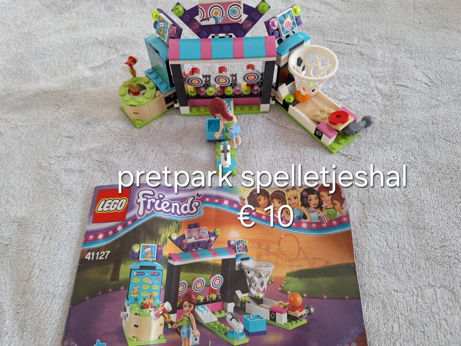 lego friends pretpark spelletjeshal 41127 compleet, Gebruikt, Lego, Ophalen of Verzenden, Complete set