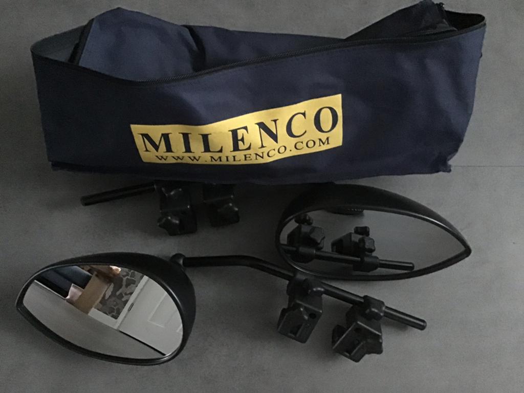 Milenco Aero Platinum caravanspiegels - Druppelvorm Vlakglas, Ophalen, Gebruikt