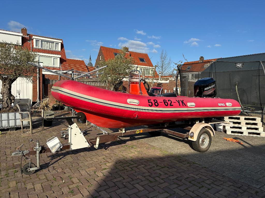 Brig RIB 5 mtr Mercury 75pk 4tact, Watersport en Boten, Rubberboten, Ophalen, Gebruikt, 75 pk, Inclusief motor