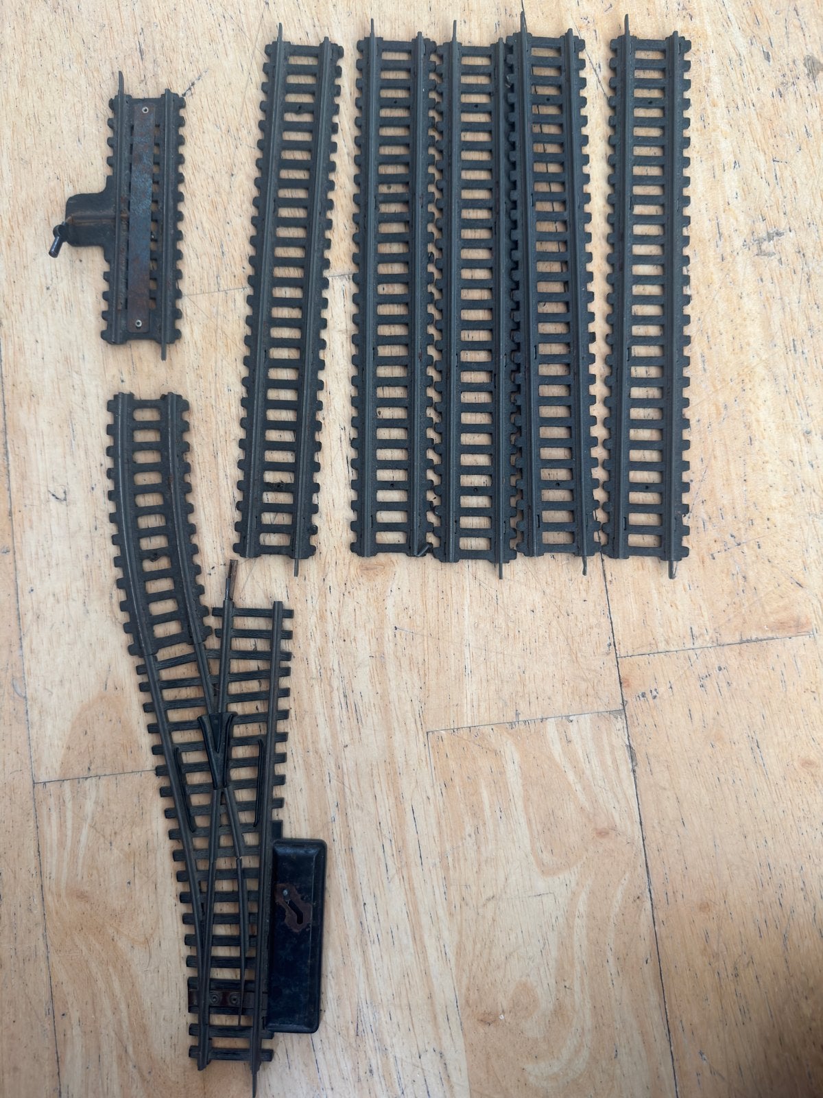 Fleischmann jaren 50 rails/wissel/ontkoppelrail | 1/87 h0, Gebruikt, Gelijkstroom, Fleischmann, Rails