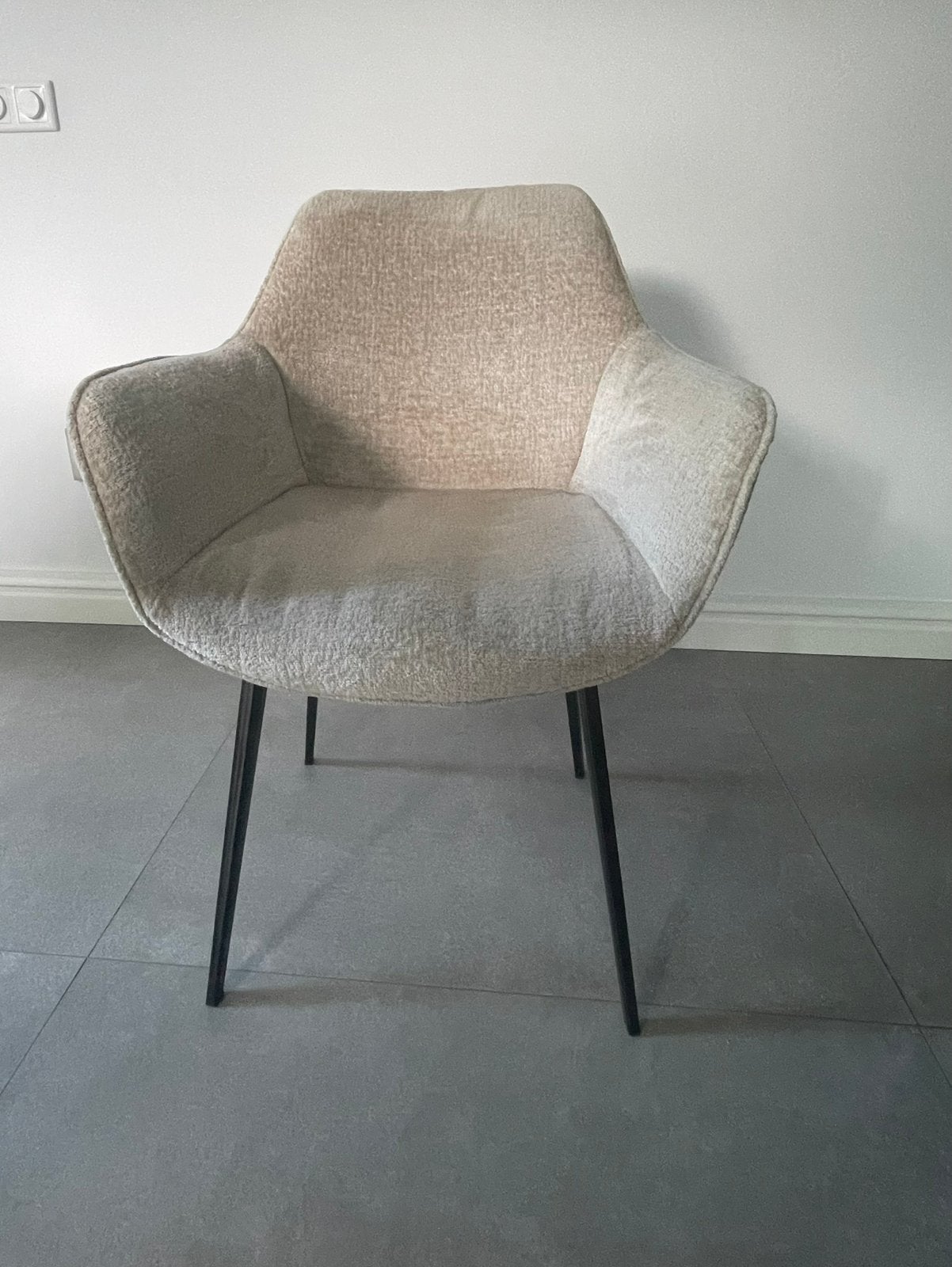 6 eetkamerstoelen beige chenille, Huis en Inrichting, Stoelen, Ophalen, Zo goed als nieuw, Stof, Vijf, Zes of meer stoelen