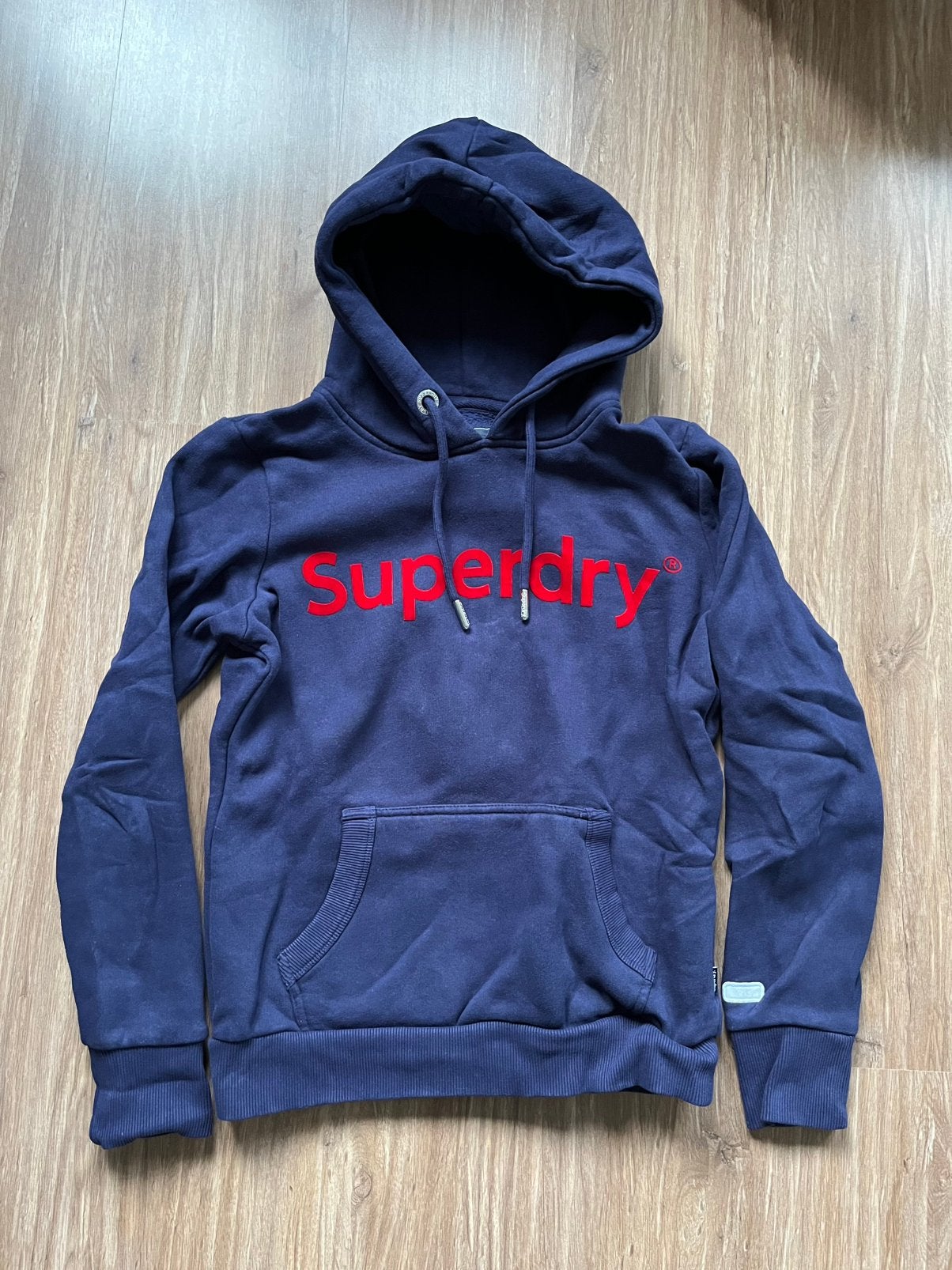 Superdry Hoodie Maat S (Donkerblauw Rood trui sweater), Ophalen of Verzenden, Gedragen, Maat 36 (S), Blauw