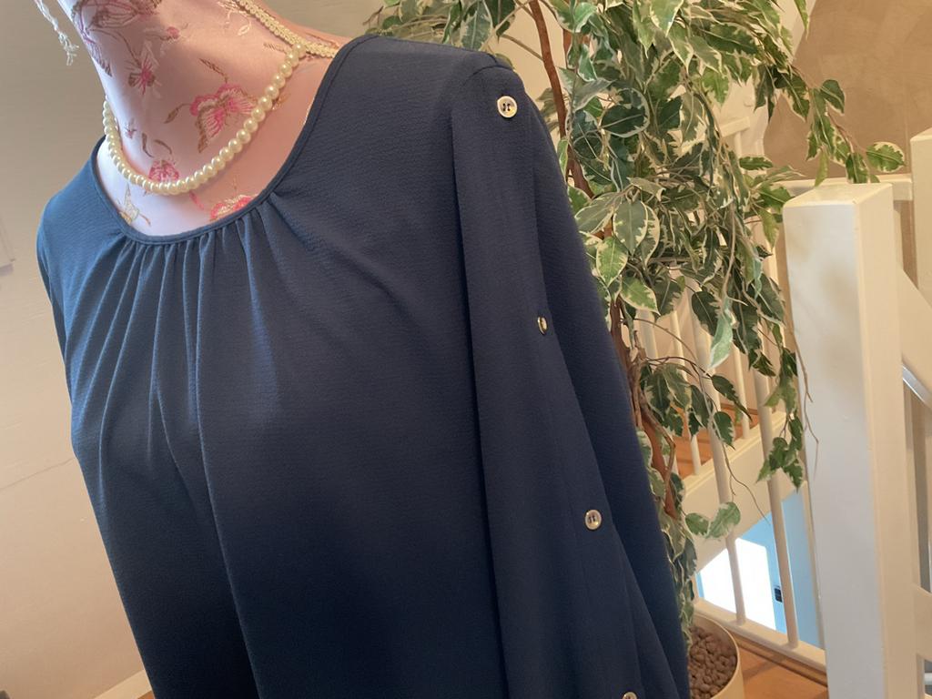 Marina Rinaldi donkerblauwe blouse maat 44/46 zgan, Ophalen of Verzenden, Zo goed als nieuw, Maat 46/48 (XL) of groter, Blauw