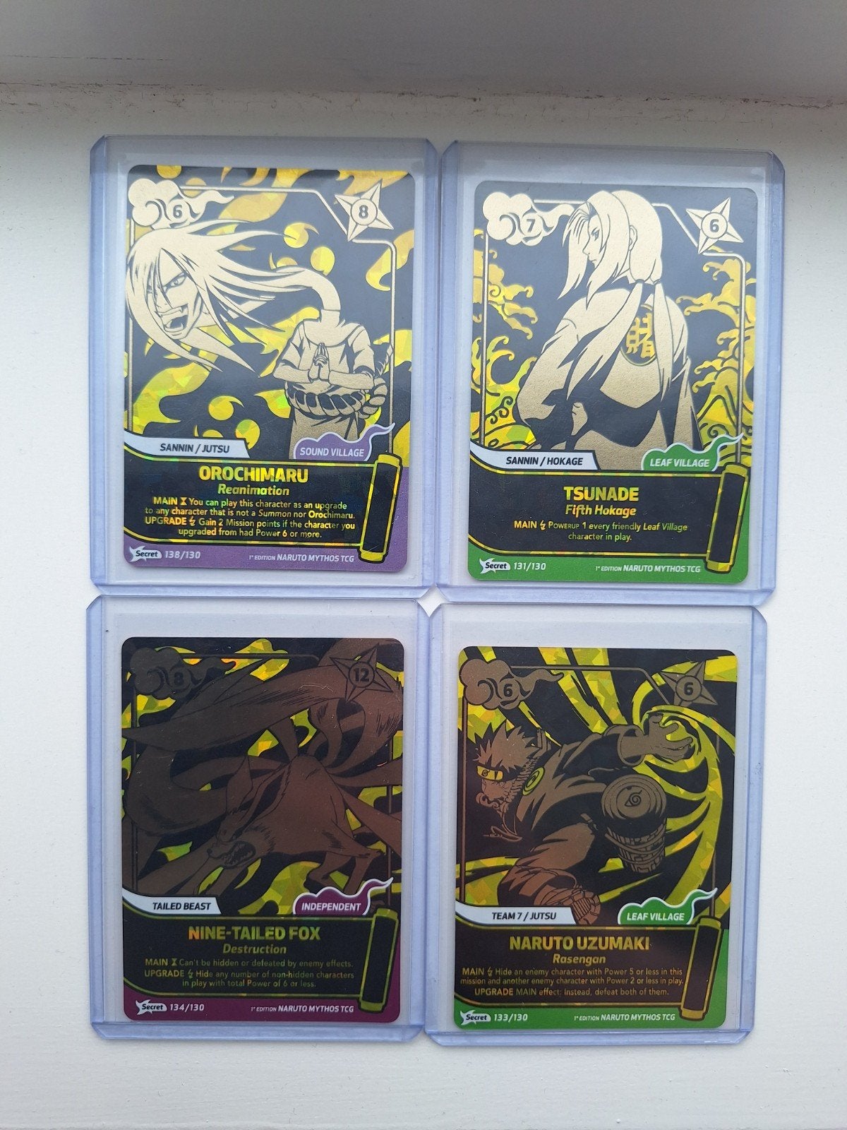 Naruto Mythos Secret Rares, first edition kaarten, Ophalen of Verzenden, Zo goed als nieuw