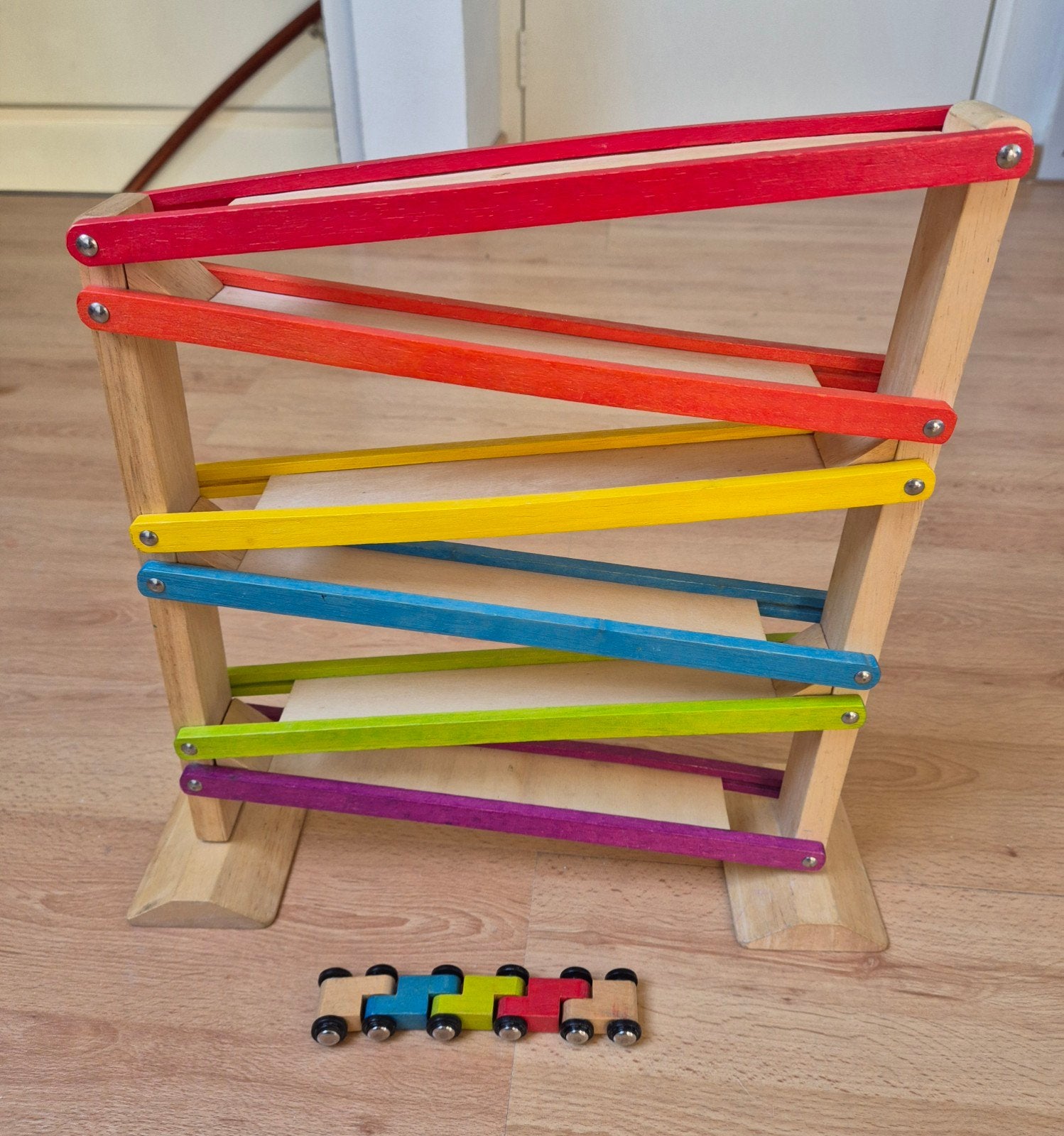 Houten knikkerbaan met autootjes, Ophalen of Verzenden, Zo goed als nieuw, Overige typen