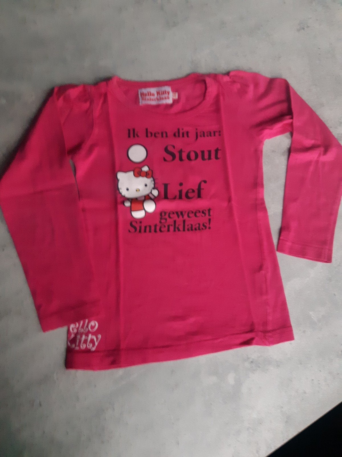 Hello Kitty Ik ben dit jaar stout/lief geweest. Sinterklaas., Meisje, Ophalen of Verzenden, Zo goed als nieuw, Shirt of Longsleeve