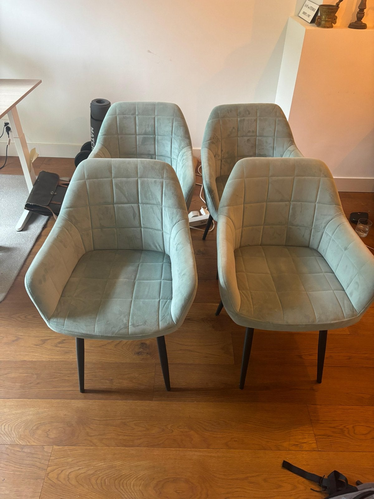 Set van 4 turquoise Como stoelen - Zo goed als nieuw, Ophalen, Overige kleuren, Zo goed als nieuw, Vier