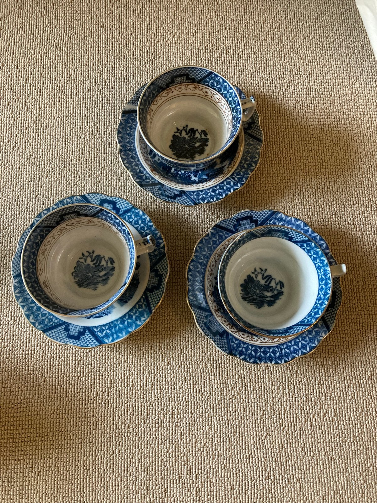 Set van 3 antieke Chinese theekopjes met schotels, Ophalen of Verzenden