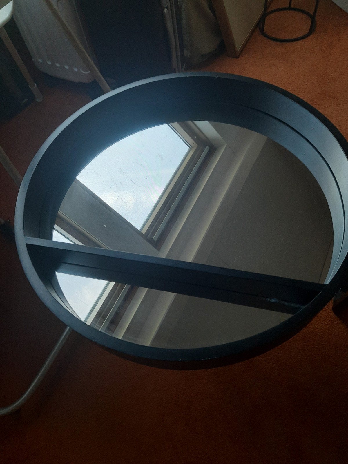 Hardhouten zwarte spiegel, Ophalen, Rond, 50 tot 75 cm, Minder dan 100 cm