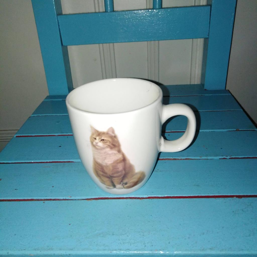 2 kop en schotels, 2 mokjes en theelepel Francien katten, Ophalen, Gebruikt, Overige typen, Overige stijlen
