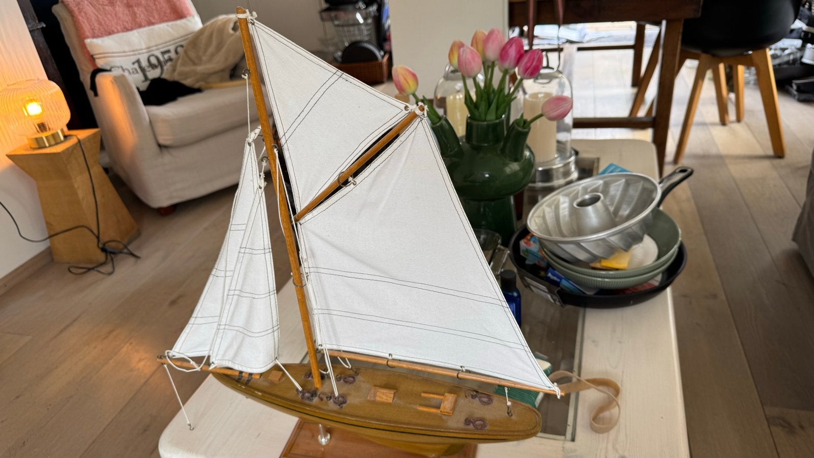 Prachtig houten zeilboot model - decoratief, Ophalen of Verzenden, Gebruikt, Groter dan 1:32, Overige merken