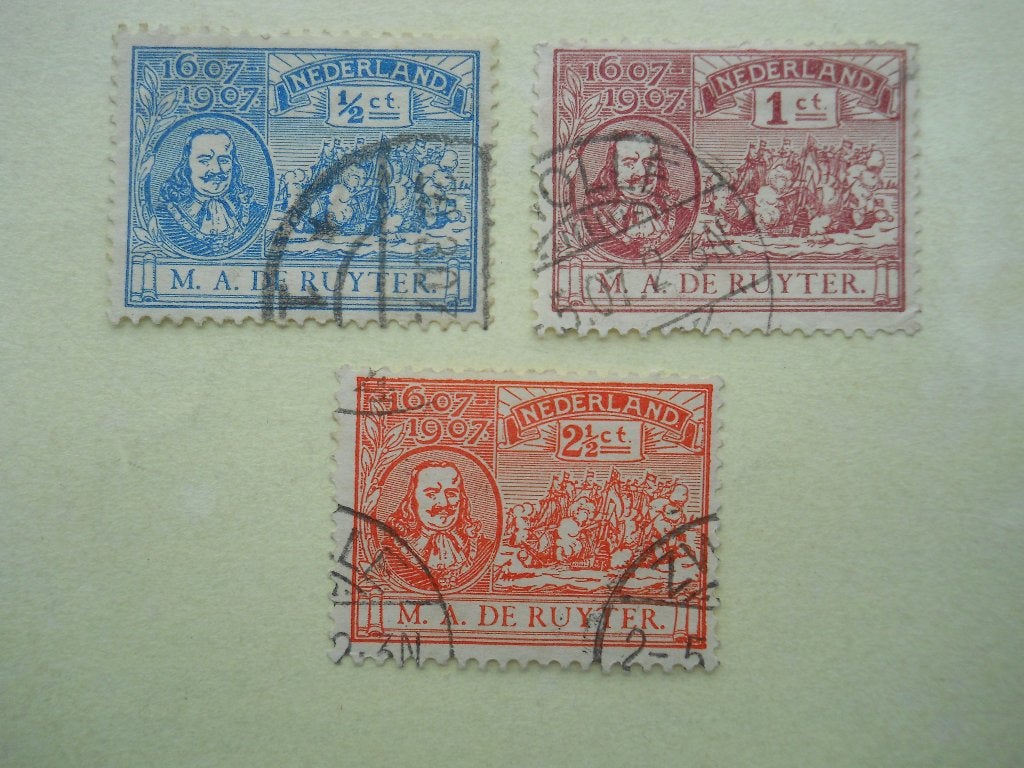Nederland 1907 Michiel de Ruyter serie Nvph.87-89 gestempeld, Ophalen of Verzenden, T/m 1940, Gestempeld