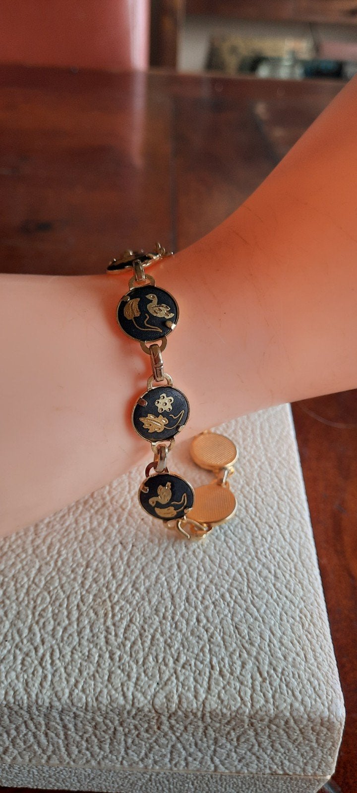 Vintage armband Damascener Toledo goud, Amita Japan, Ophalen of Verzenden, Goud