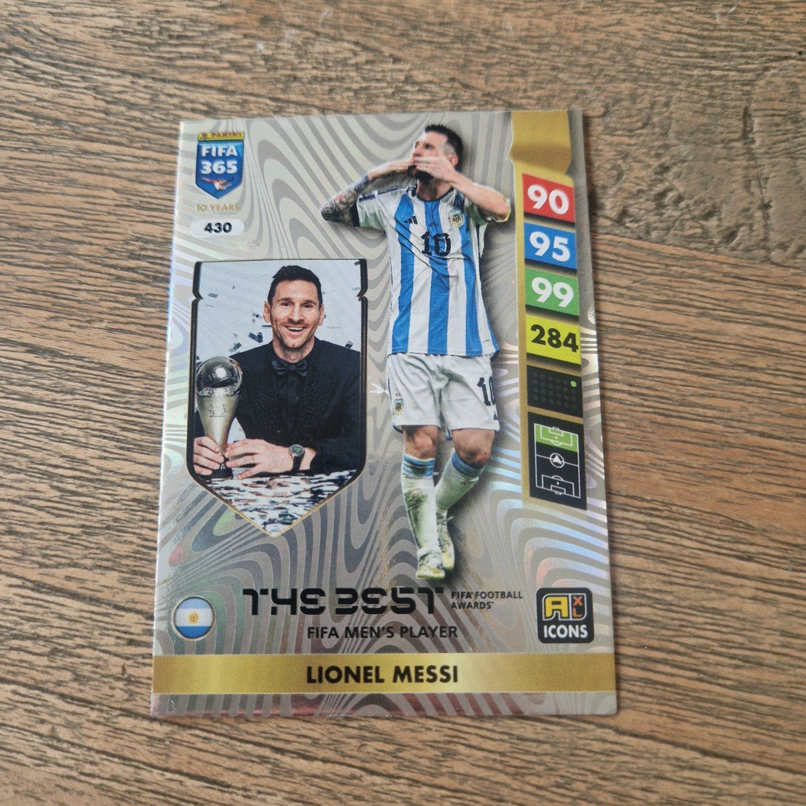 Lionel Messi FIFA 365 Panini Spelerskaart - The Best, Ophalen of Verzenden, Zo goed als nieuw, Buitenlandse clubs, Spelerskaart