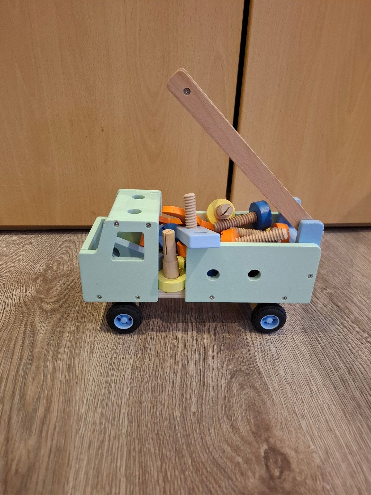 Houten constructie wagen, Kinderen en Baby's, Speelgoed | Houten speelgoed, Ophalen of Verzenden